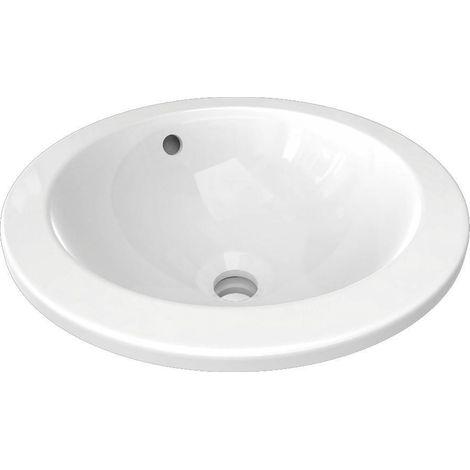 Ideal Standard – Lavabo encastré 38 cm avec déversoir – Argile réfractaire fine – Dimensions 380x165x380 mm – Avec trop-plein et kit de fixation - E505101