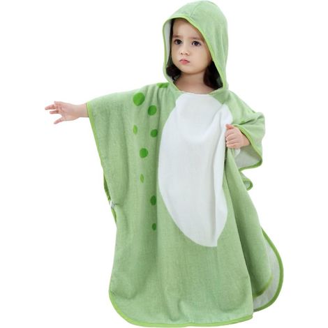 Cute Animal Children's Bath Towel Beach Cape 100% Lightweight Cotton Fiber Quick Drying Soft Hooded Large Size 71.1 x 139.7 cm Hooded Bathrobe Poncho Wrap (1/5)
