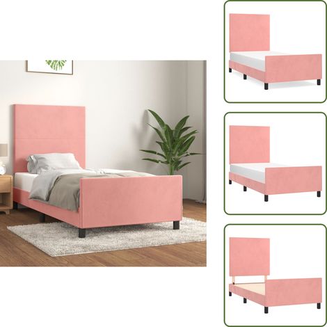 Cabecero de cama - vidaXL Estructura de cama sin colchón terciopelo rosa 100x200 cm - Cama rosa