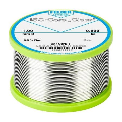 Felder ISO-Core Clear Sn100Ni Alambre de estaño 0,5 kg 1 mm
