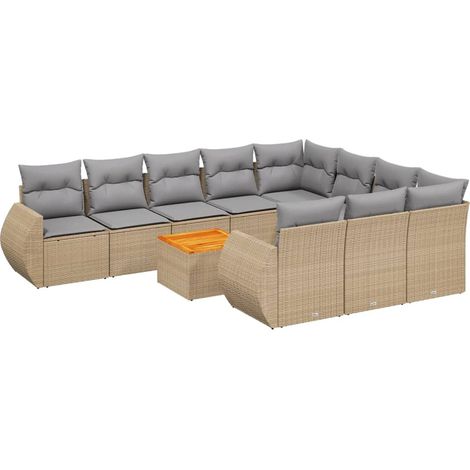 Maison Exclusive - Set de sofás de jardín 11pzas con cojines ratá (1/3)