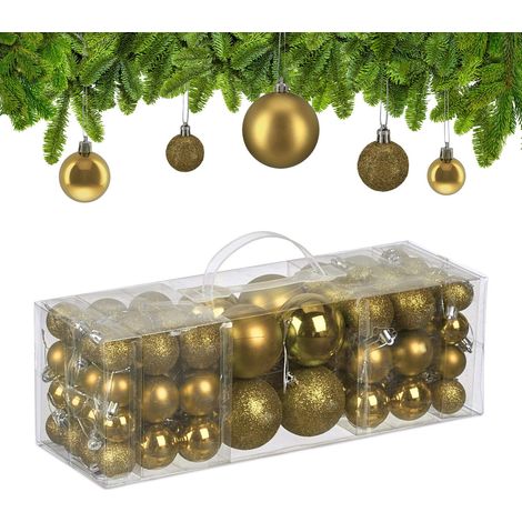 Juego de 76 adornos navideños para árbol de Navidad, acabado mate y brillante.
