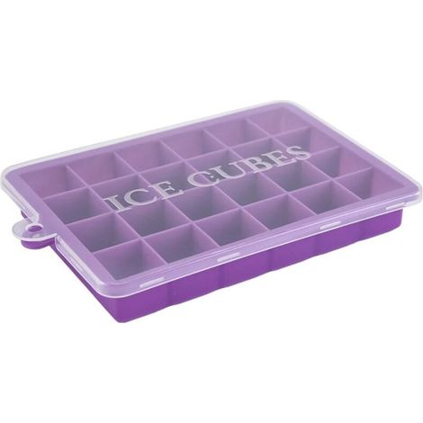 Silicone Ice Cube Tray with Lid Square Ice Cubes Baking BPA Easy to Release for Juice Baby Food Chocolate 24 Holes (1/5)