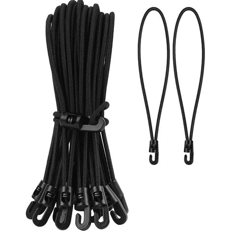 20 Pack Elastic Tension Straps with Hooks, 4 Inch Heavy Duty Bungee Cord with Hooks for Tarp, Tent, Camping, Net, Awning, Outdoor Equipment, DIY, Storage (1/5)