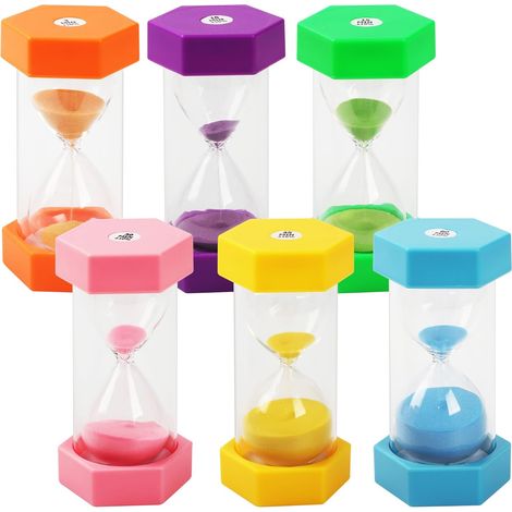 Sanduhr-Set mit 6 Farben, 3/10/30/15/45/60 Minuten, Farbtimer, geeignet für Küche, Familie, Kinder, Spielzeit, kreatives Geschenk