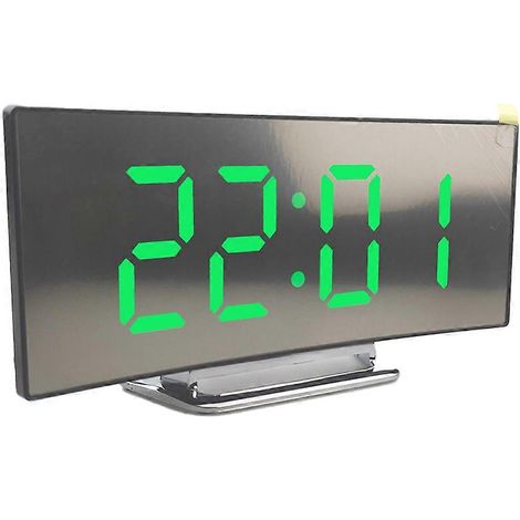 Réveil numérique, grand cadran LED miroir avec deux ports de chargement USB Fonction Snooze facile - Vert (1/5)