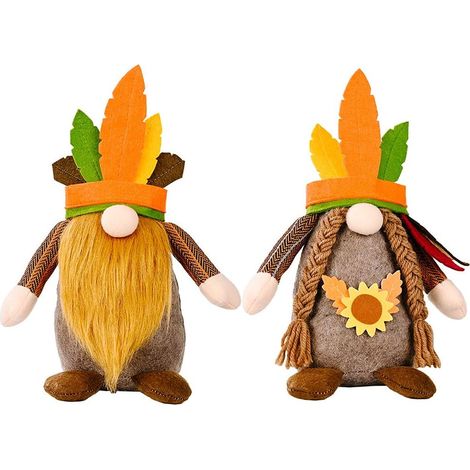 Lot de 2 gnomes de Thanksgiving - 25 cm - Décoration intérieure (1/5)