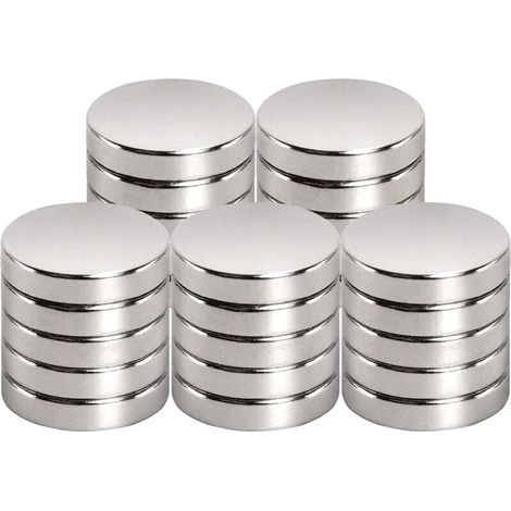 Aimant de néodyme 15 mm de diamètre x 3 mm pour Tableau magnétique, réfrigérateur, Tableau Blanc, Bureau, Tableau Blanc, Aimant Puissant (25 pièce) (1/4)