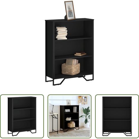Rangement livres - Bibliothèque noir 80x31x106 cm bois d'ingénierie (1/5)