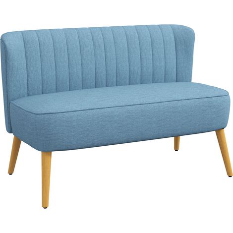 Canapé 2 places, revêtement souple, bleu, housse facile d'entretien, allant jusqu'à 220 kg, 117 x 56, 5 x 77 cm (1/5)