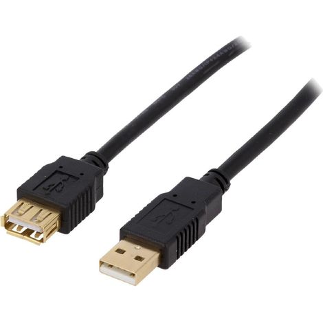 Cable USB A 2.0 femelle.male 1.8m noir