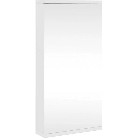 Armoire de bain à miroir d'angle design épuré 30 x 24 x 60 cm en bois d'ingénierie blanc (1/5)