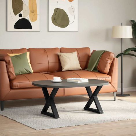 vidaXL Coffee Table Legs 2 pcs Black 60x(42-43,3) cm Steel (1/5)