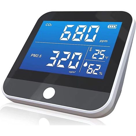 Détecteur de CO2, moniteur de CO2 pour la qualité de l'air intérieur, capteur de dioxyde de carbone Ndir 400-5000 ppm, alarme de CO2 rechargeable par USB, mesure de la température et de l'humidité rel