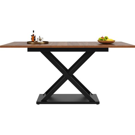 Ausziehbarer Esstisch 120-160x80 cm, MDF und Metall, Walnuss und Schwarz (1/5)