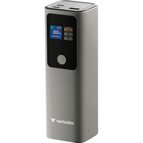 VERBATIM Powerbank, Charge'n'Go, 183 W, 27000 mAh, 1x USB-C, 1x USB-A, métal gris (1/2)