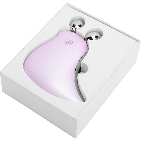 Appareil de massage électrique pour le visage, à micro-courant chauffant, pour un effet liftant et raffermissant (rose) (1/5)