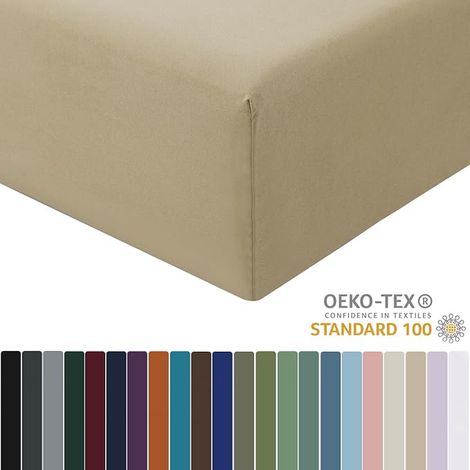 Drap Housse 180x200 Kaki 180 x 200 Bonnet 40cm Matelas en Microfibre 2 Personnes Doux et Respirant avec Élastique Tout Autour (1/3)