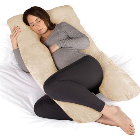 Dreamcatcher Cream Pregnancy Pillow, U Shaped Shredded Memory Foam Maternity Cushion Machine Washable & Removable Velvet Cover (1/5)