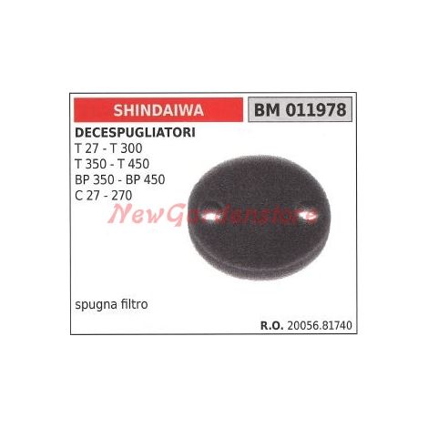 Filtro de aire de esponja SHINDAIWA para desbrozadora T 27 300 350 450 011978