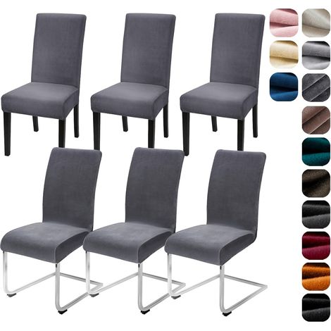 Lot 6 housses chaise extensibles velours gris (1/5)