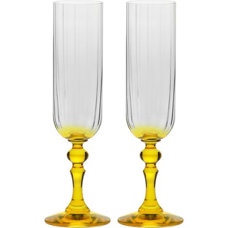 Krosno Flûte da Champagne 220 ml con stelo giallo, set da 2 – per mocktail, Mimosa, Prosecco, Cava e Spritz – cristallo senza piombo – lavabili in lavastoviglie – Bubble Celebration Moments (1/4)