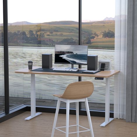 Cadre bureau électrique double moteur Kérian hauteur réglable 62‑127 cm, mémoire réglage et écran LED, structure métallique sans plateau inclus (1/5)