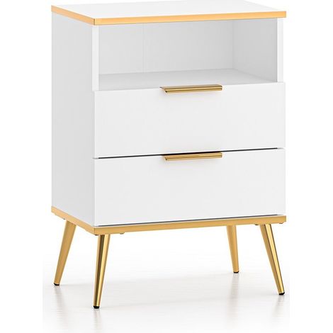 Comodino 2 cassetti Zora bianco 70cm (1/5)