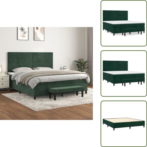 Tête de lit réglable - vidaXL Sommier à lattes de lit et matelas Vert foncé 180x200cm Velours - Banc multifonctionnel (1/5)