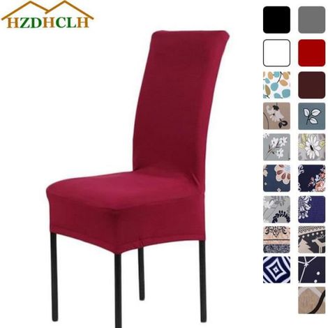 Housse de chaise - - 6 pièces - Extensible - Bordeaux - Lavable en machine (1/4)