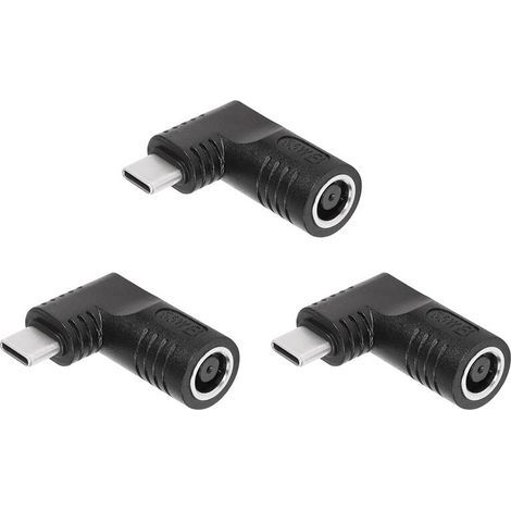 Compatible avec un adaptateur de charge USB Type-C mâle doté d'une entrée femelle PD x 65 W, adapté aux téléphones portables, tablettes et ordinateurs portables (Noir 7406 B) (1/4)