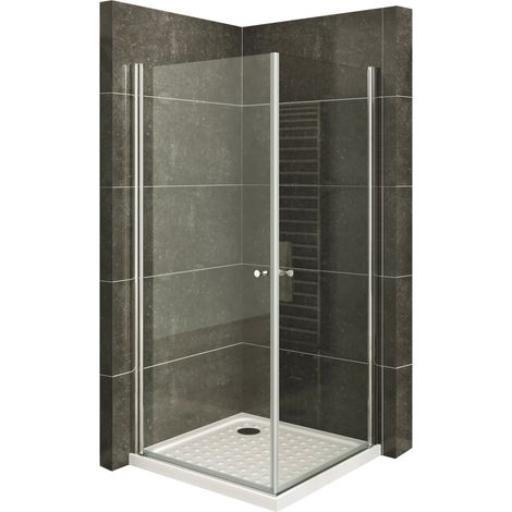 Duschkabine Eckeinstieg Duschabtrennung mit Pendeltüren NANO-ESG Klarglas 80x80x185 cm