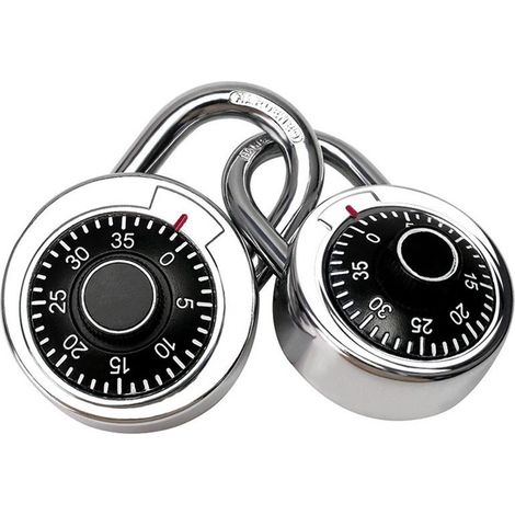 Lot de 2 Cadenas à combinaison, Corps en métal, 3 chiffres, Pour valises et vélos (1/5)