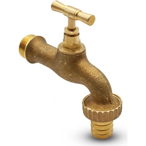 Robinet Exterieur Jardin avec Adaptateur Tuyau 3/4" 1" PN-10 en Laiton pour Recuperateur d Eau de Pluie, Robinet Salle Bain, Reservoir Eau, Arrosage (1/5)