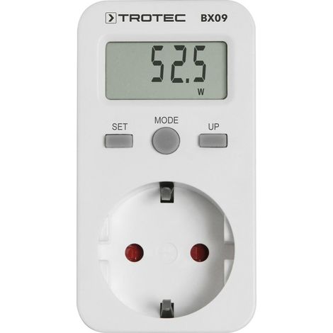 TROTEC Stromzähler für Steckdose BX09 – Messgerät Stromverbrauch – Messbereich 0 bis 3.680 W, Anzeige in Watt, kWh, Preis, Kosten pro kWh (1/5)