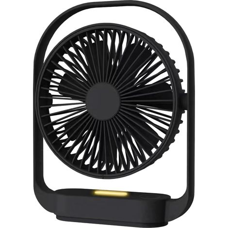 Ventilateur silencieux USB rechargeable avec 4 vitesses, ventilateur de table très silencieux, avec veilleuse,Portable Noir (1/5)