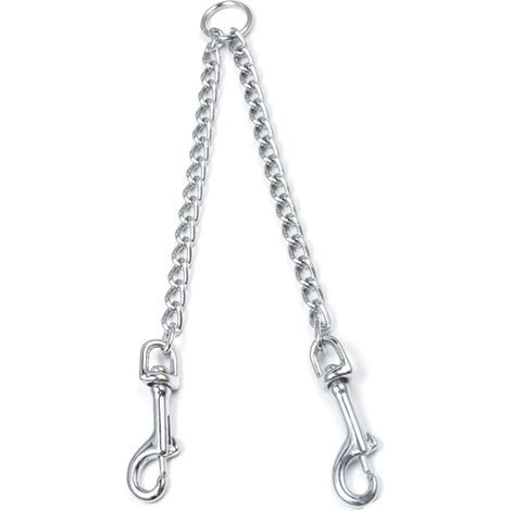 Guinzaglio doppio per cani in acciaio inox da 3,5 mm - Doppia catena (60 cm) (1/5)