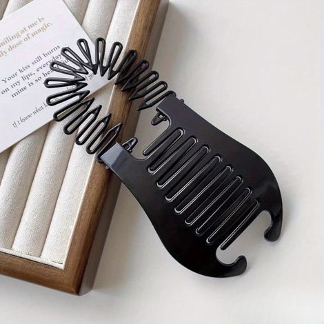 1 pince à cheveux banane noire - Hypoallergénique, rétractable et emboîtable, coiffure facile pour femmes, idéale pour Noël (1/5)