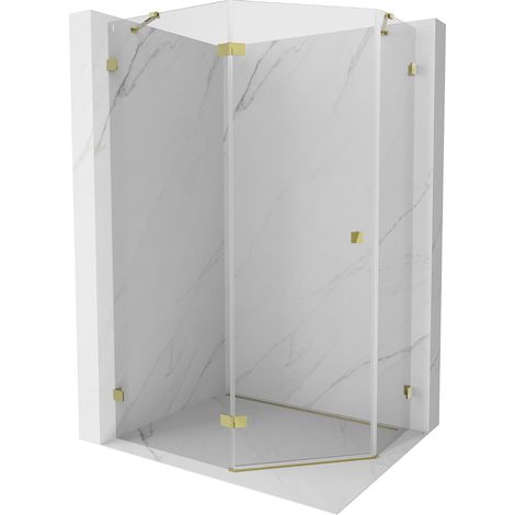 Mexen Lunar Fünfeck-Duschkabine links öffnend 90 x 80 cm, transparent, gold - 831-090L-080P-50-00-L (1/5)