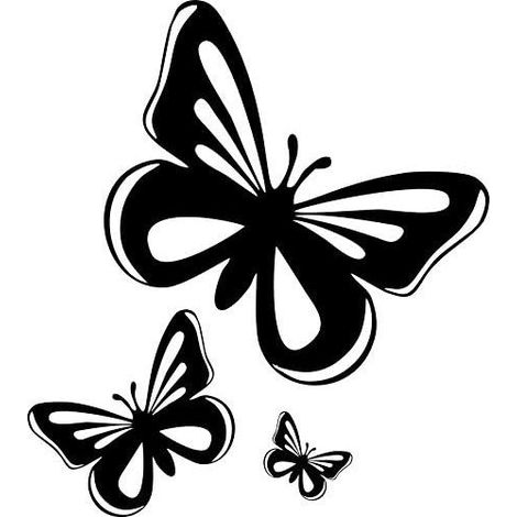Set of 3 stickers for macbook laptop car motorcycle butterfly black child (1/5)