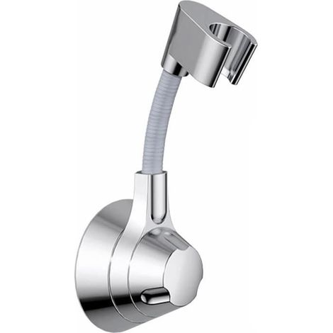 Support universel pour pommeau de douche sans perçage, ventouse, réglable à 360°, en résine ABS robuste,pas de perçage,montage mural (1/4)