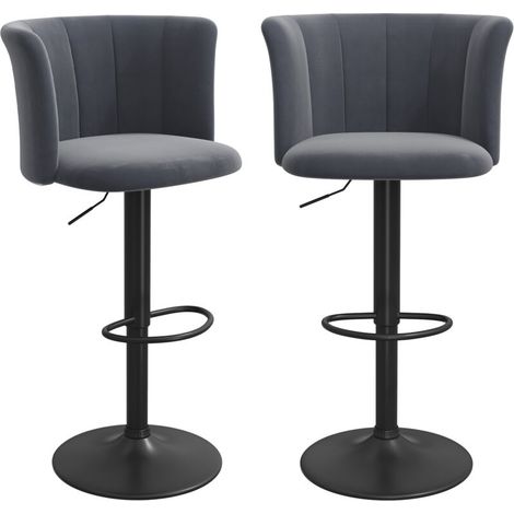 ® Lot de 2 chaises de bar réglables en hauteur, Tabouret de Bar, pour cuisine, bar ou îlot central, 54x47x85-106cm, Gris foncé (1/5)