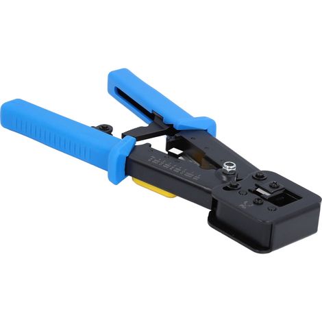 Pince à sertir RJ45 à passage traversant pour câbles Ethernet CAT6 CAT5E, outil électrique en acier, bleu (1/5)