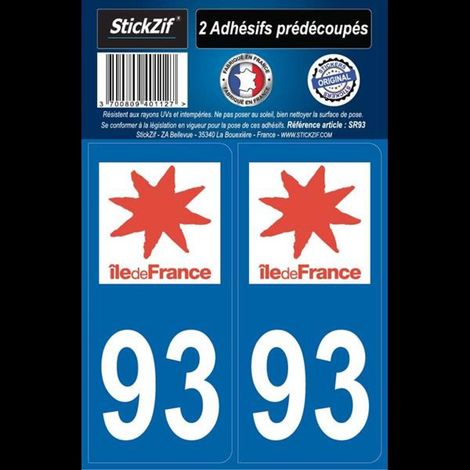 ADHESIFS REGION DEPARTEMENT  93 ILE DE FRANCE X2