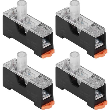 20-teiliger Sicherungshalter, 1-polig, Niederspannung 10A 250V FS-101, Schienenmontage, Gehäuse mit Kontrollleuchte, 6x30mm, für Schalttafeln. (1/5)