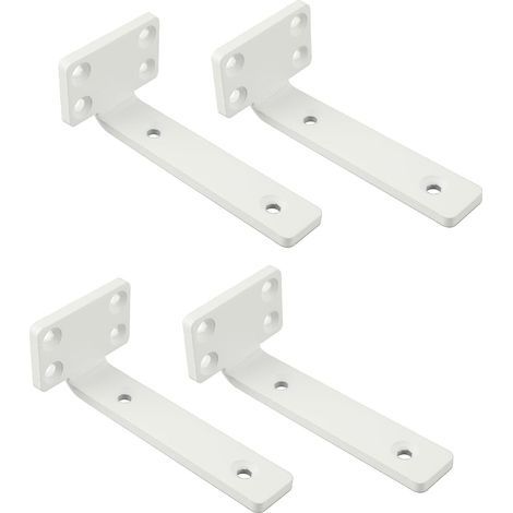 Lot de 4 Supports d' Étagère Flottants,10 x 5 CM, Équerre Étagere Durable et Pratique, Equerre Etagere Murale avec Vis, Blanc (1/5)