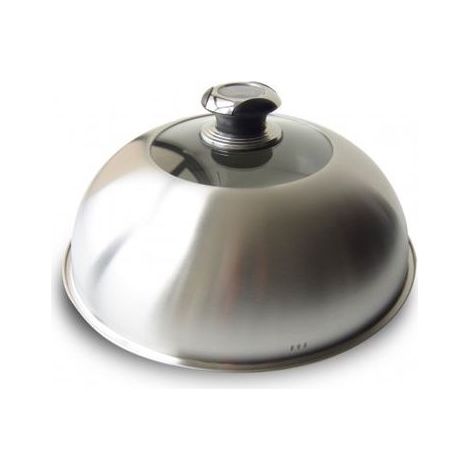 Le Marquier – Cloche inox avec thermomètre intégré – Partie vitrée pour contrôle cuisson – Diamètre 33cm, hauteur 15cm – Accessoire de cuisson professionnel