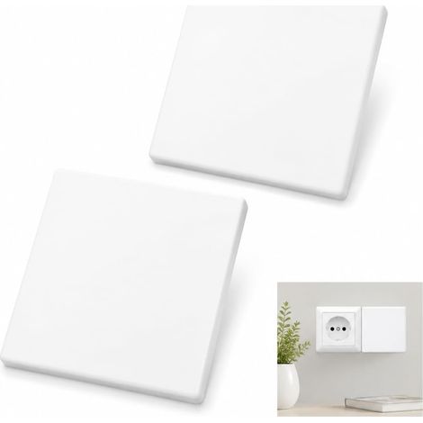 Steckdosenabdeckung – 2er-Pack – Robustes, weißes Kunststoff – Selbstklebend, kein Bohren erforderlich – Für ungenutzte Löcher und Steckdosen – 86 x 86 mm (1/5)