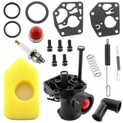 Kit carburateur pour tondeuse à gazon Briggs & Stratton 499809 498809A 494406 et filtre à air 698369 Ressort de régulateur 691859 692211 Membrane 795083 495770.. (1/4)
