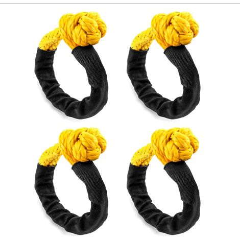 Set di 4 grilli morbidi sintetici – Adatti per il traino su strada, in barca a vela, in quad e su camion (5 cm x 55 cm, gialli) (1/5)